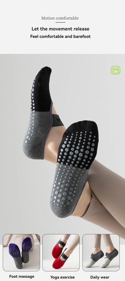 1 pair of women's patchwork color Pilates socks, non slip yoga socks, dance socks, and floor socks
