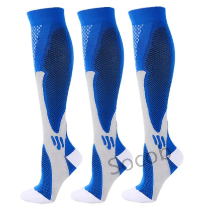 3/6/7 Pairs Compression Socks Women Medical Edema Running Socks Men Knee Length Cycling Socks  Football Basketball Outdoor trave