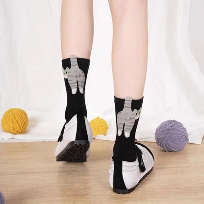 Cute Cat Socks with Balls Funny Cotton Socks Breathable Soft Cotton Socks Girl Women Socks Novelty Gifts for Cat Lovers