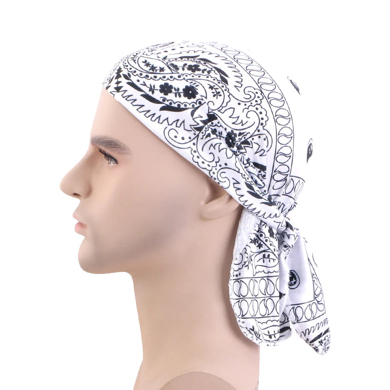 New Paisley Print Hip Hop Turban Cap Elastic Head Wraps Breathable Casual Durags Candy Color Durag Unisex Bandana Pirate Hats