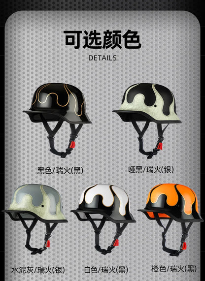 German Soldier Helmet Motorcycle for Harley Retro Half Helmet Motorcycle Helmet Summer 3C Certification Scoop Helmet Cruise Car