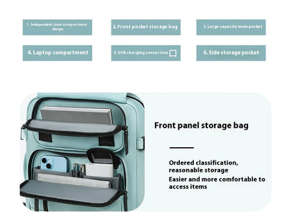 Large Travel Backpack Boardable Backpack USB Charging Waterproof Outdoor Travel Backpack Independent Shoe Compartment