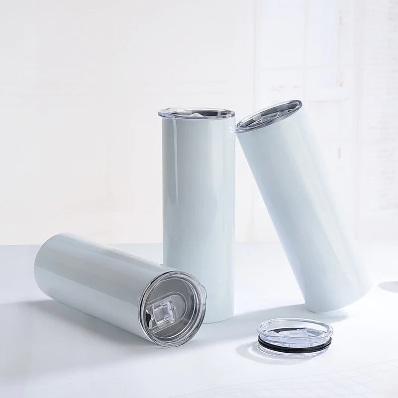 20oz Sublimation Straight Tumbler Stainless Steel Skinny Tumbler with Straw Lid Portable Bottle For Wedding Gift Cup