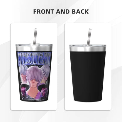 Mystery Saja Boys Kpop Demon Hunters Tumbler With Straw For Kids Stainless Steel Travel Mugs Double Wall Vacuum Insulated 12oz