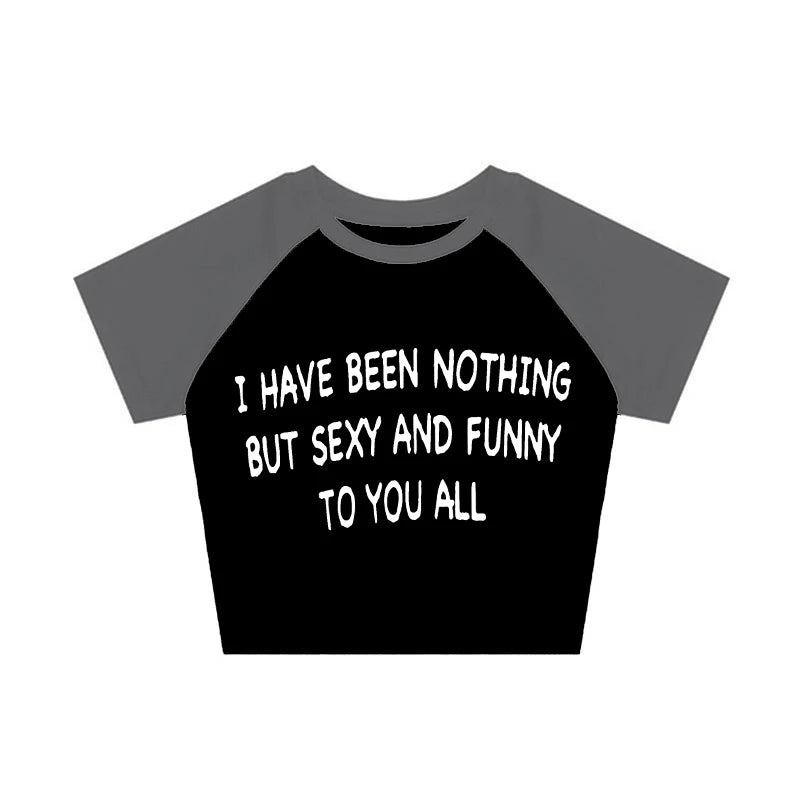 Japanese 2000s Style Y2k Crop Top Sexys T-shirt Vintage Goth Letter Summer Woman Korean Popular Streetwear Tanks & Camis Clothes