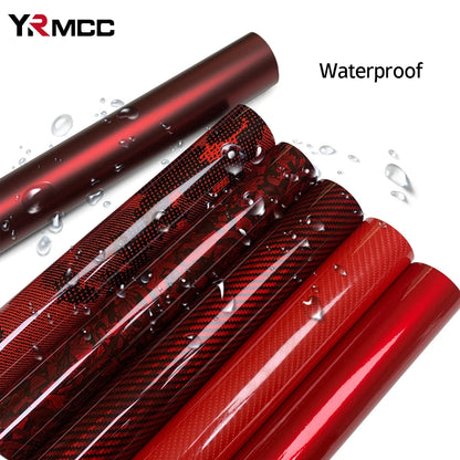 Carbon Fiber Vinyl Wrap Glossy Red Car Stickers Motorcycle Waterproof Vinyl Auto Tuning Self Adhesive Film for Cars Accessories