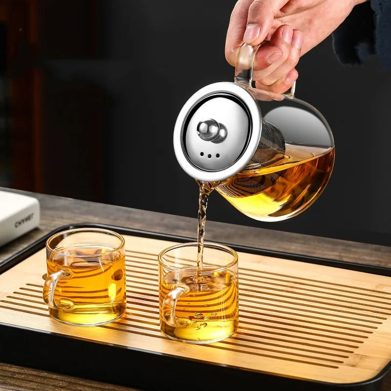 450/1300ML Arshen Filterable Heat-resistant Glass Teapot With 304 Stainless Steel filter Can Heated on Fire Clear Glass Teapot