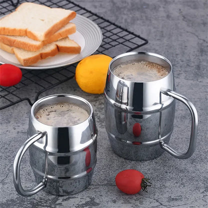 Hot Sale Double Wall Stainless Steel Beer Mug Portable Coffee Tea Cups Travel Tumbler Office Use Water Cup with Handle Drinkware