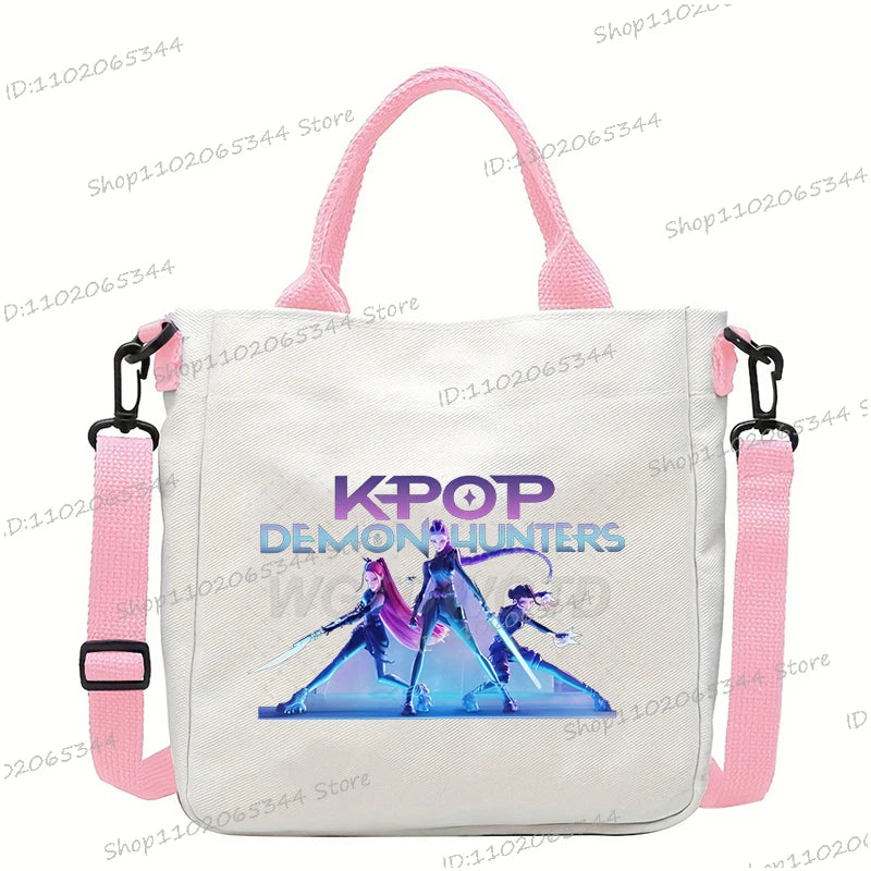 Y2K Anime Cartoon Print Women Canvas Strap Shoulder Bag Fashion Cartoon Anime Crossbody Bags Student Teenage Handbags