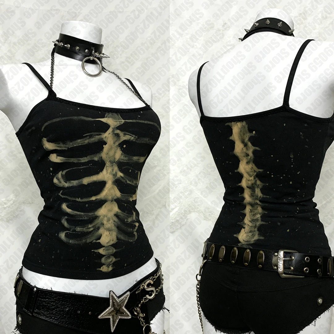 Gothic Clothes Women Tops Y2k Vintage Top Woman Clothing Harajuku Cute Tops With Suspenders Tanks & Camis Trashy Y2k 2000s Emo