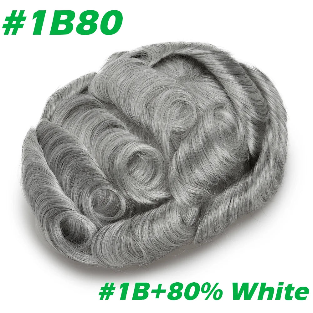Men Toupee 0.06mm Thin Skin Natural Hairline Men's Capillary Prothesis Toupee Men Wigs Male Wig Hair System 100% Human Hair