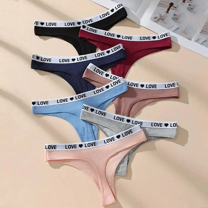 7Pcs Women's Cotton Thongs Sexy Panties Low Waist Underwear Girls Briefs G-String Breathable Ladies Panty Soft Female Lingerie