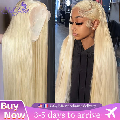 26 Inch 613 Lace Front Wig Human Hair 13X4 Blonde Straight HD Transparent Lace Frontal Wigs Human Hair Pre Plucked with Baby Hair 180% Density Blonde Glueless Wigs Human Hair