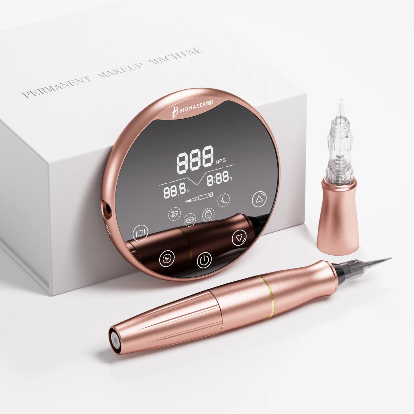 Biomaser P90 Permanent Makeup Tattoo Machine Pen Set Universal Cartridge Needle Dermografo Rotary Pen For Training Eyebrow