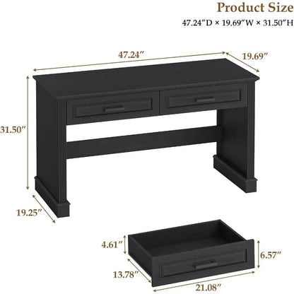 Administrative desk with drawers, 48 inch simple home office desk, small space computer desk workstation