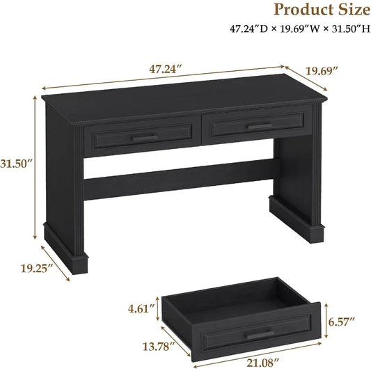 Administrative desk with drawers, 48 inch simple home office desk, small space computer desk workstation