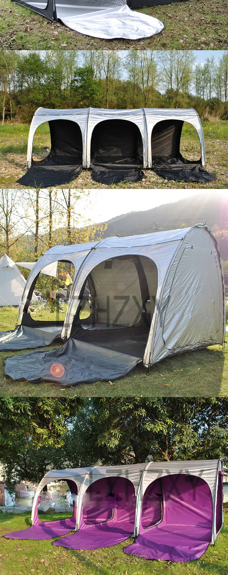 Attachable Beach Tent Sun Shelter 4 Person Heat and Light-Blocking UPF50+ UV Protection Sun Shade Easy Setup Camping Canopny