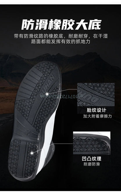 DUHAN  Motorcycle Boots Male Boots for Men Motocross Waterproof Anti Slip Fall Prevention Mid Top Leather Cycling Riding Shoes