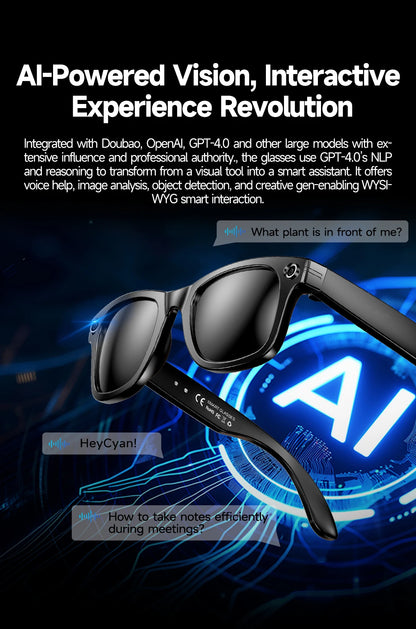 4GB Smart AI Glasses 800W pixel AI Shooting Camera HD Photo Video Voice Call Translation IP67 Waterproof Bluetooth Glasses 2025