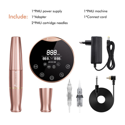 Biomaser P90 Permanent Makeup Tattoo Machine Pen Set Universal Cartridge Needle Dermografo Rotary Pen For Training Eyebrow