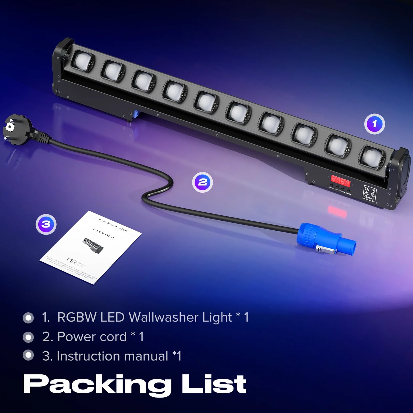 U'King 2Pcs 250W RGBW Wall Washer Light 10X25W LED Rotatable Dot Beam Moving Head Stage Lights For Party KTV Club Bar Wedding DJ