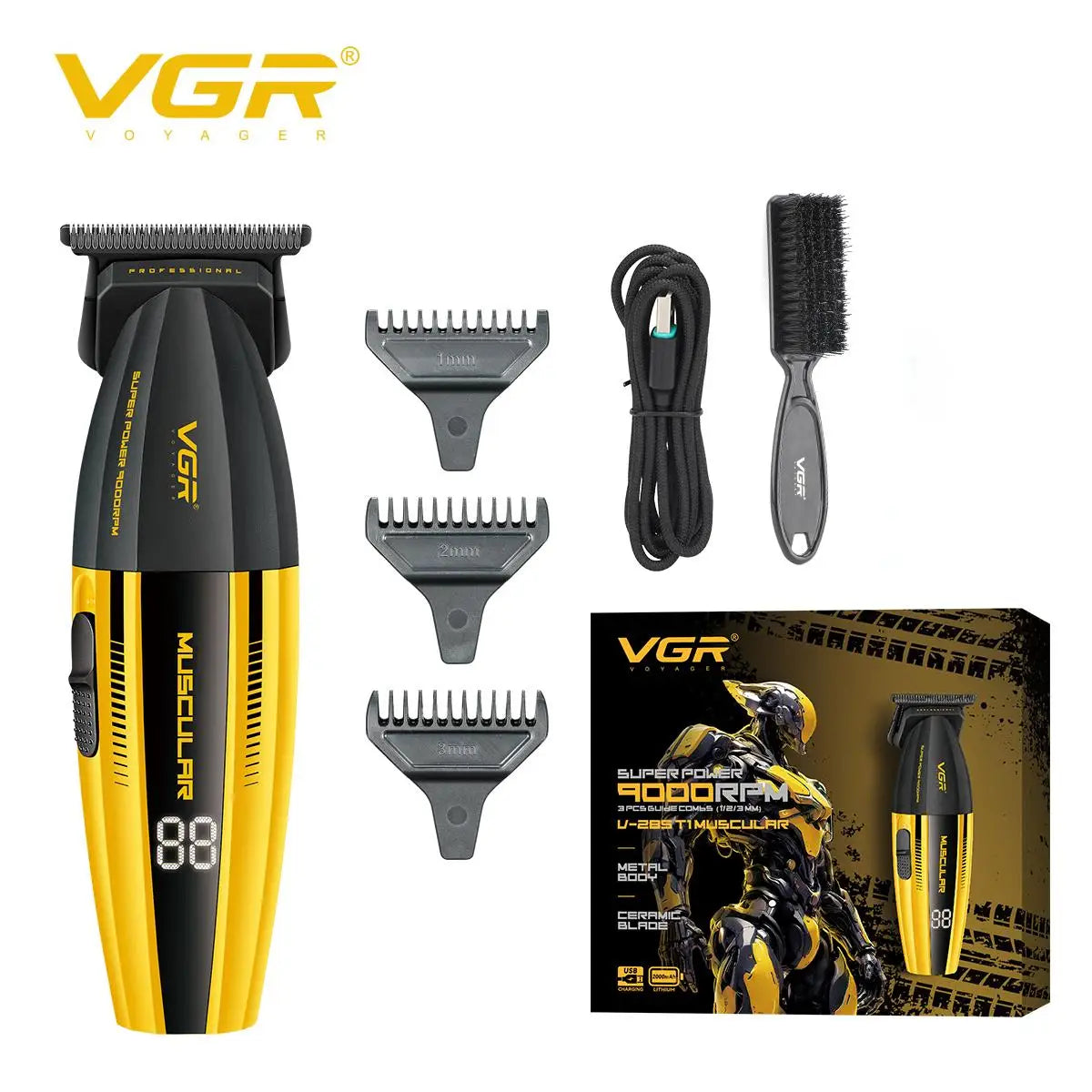 VGR Hair Trimmer Professional Hair Cutting Machine Electric Clippers Cordless Barber Haircut Rechargeable Trimmer for Men V-285