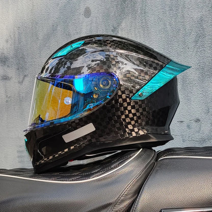 ORZ Carbon Fiber Motorcycle Helmet Four Seasons Full Face DOT Approved Unisex