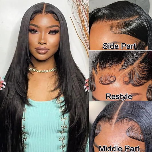 Transparent 13x4 13x6 Bone Straight Lace Front Wig Human Hair Wigs For Women 30 Inch Lace Frontal Wig 180 Density Pre Plucked