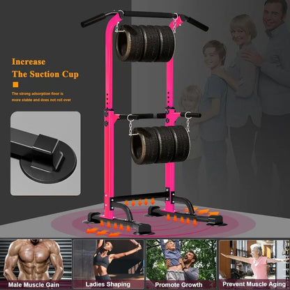 Power Tower Pull Up Dip Station Multi-Function Fitness Equipment for Strength Training Adjustable Height Dip Stand for Home Gym