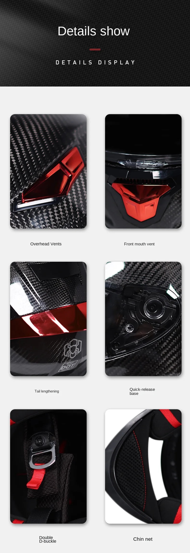 ORZ Carbon Fiber Motorcycle Helmet Four Seasons Full Face DOT Approved Unisex