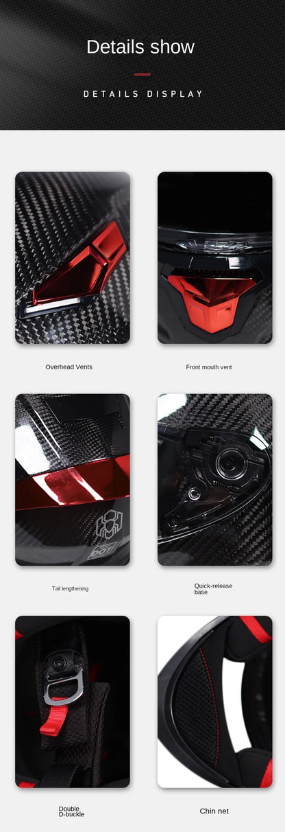 ORZ Carbon Fiber Motorcycle Helmet Four Seasons Full Face DOT Approved Unisex