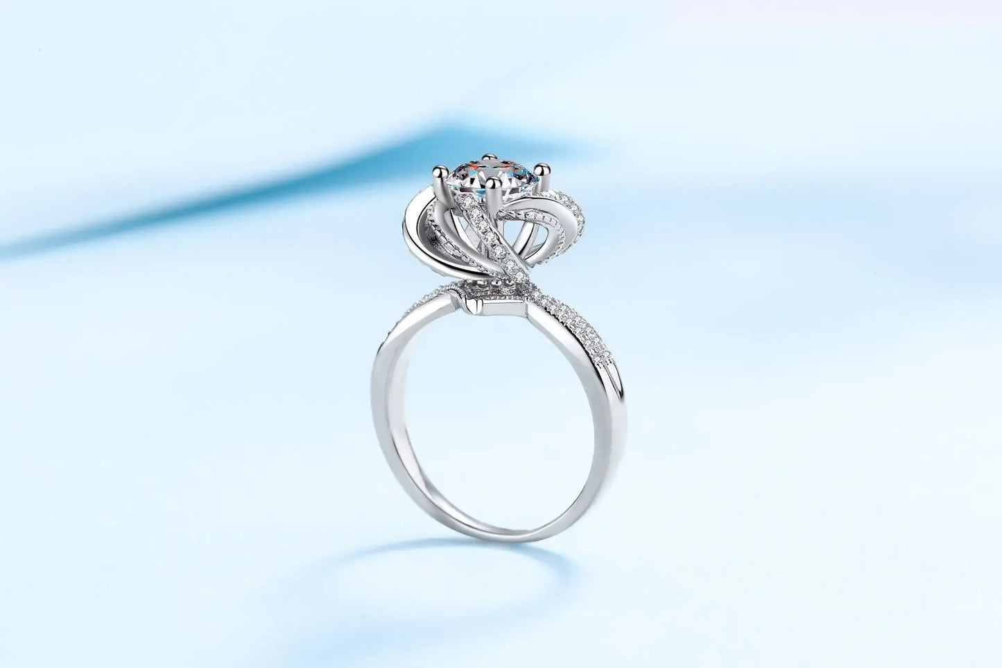 18K White Gold 1-2 Carat Moissanite Ring for Women Platinum Pt950 Spinning Rose Romantic Ring Luxury Wedding Bands Fine Jewelry