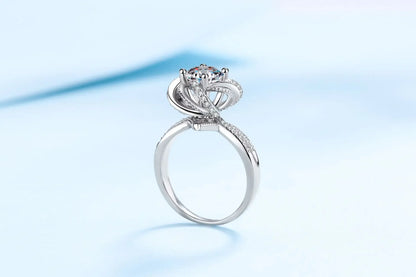 18K White Gold 1-2 Carat Moissanite Ring for Women Platinum Pt950 Spinning Rose Romantic Ring Luxury Wedding Bands Fine Jewelry