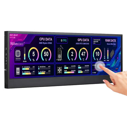 Wisecoco 14 Inch 4K 3840X1100 Aida64 IPS LCD Monitor Ultrawide PC Secondary Gaming Console For Raspberry Pi5 7.8''/8.8''/12.6''