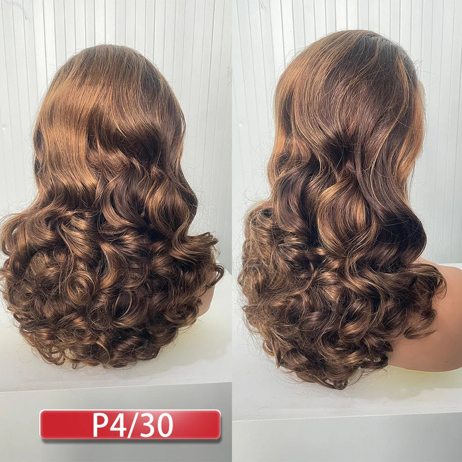 100% Vietnamese Hair Wigs Super Double Drawn Ombre Bouncy Body Wave 250 Density Highlight HD Lace Frontal Wigs Human Hair Genger