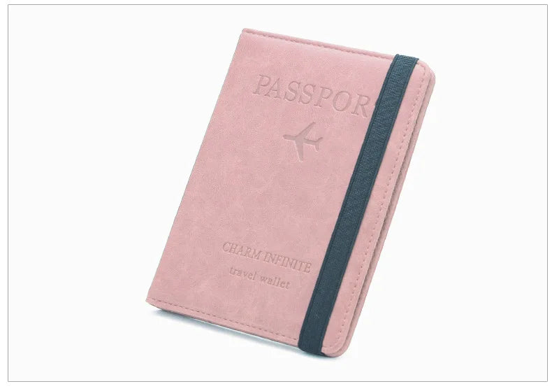 Women Men Travel Passport Holder Cover Case RFID PU Leather Credit ID Card Holder Case Ticket Protective Wallet
