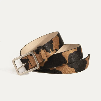 Newest 2.9cmX100cm Wide woman Square buckle Belt dairy cattle Striped Print Ladies Dress Belt Clothing accessories decoration