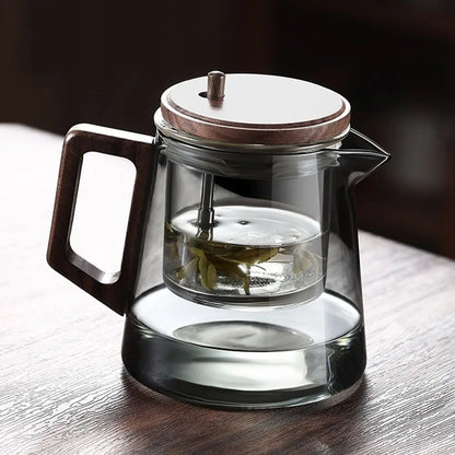 Creative Tea separation Glass Teapot 650ML Heat Resistant Lazy Kungfu Drip Teapot Transparent Press Control