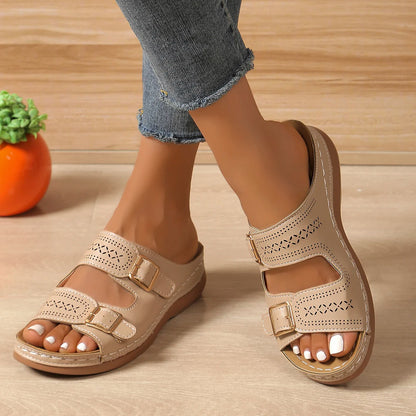 2025 Summer Fashion Women Wedge Slippers Premium Orthopedic Open Toe Shoes for Women Anti-slip Platform Retro Slippers Female