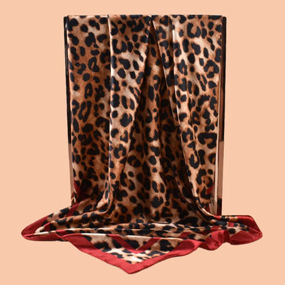 1PCS Women's Sexy Multicolor Leopard Print Woven Scarf Large Fashionable Headscarf for Travel Party Ladies Silk Square Scarf