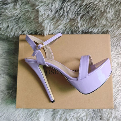 Women Peep Toes Sandals Stiletto Sexy Pumps Luxury Club 14cm Elegant Platform High Heels Nighclub Party Wedding Jazz Dance Shoes