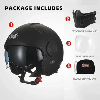 Full Face Open Face Motorcycle Helmet Double Lens Folding Modular Helmet Man Woman Retro Moto Integral Helmet