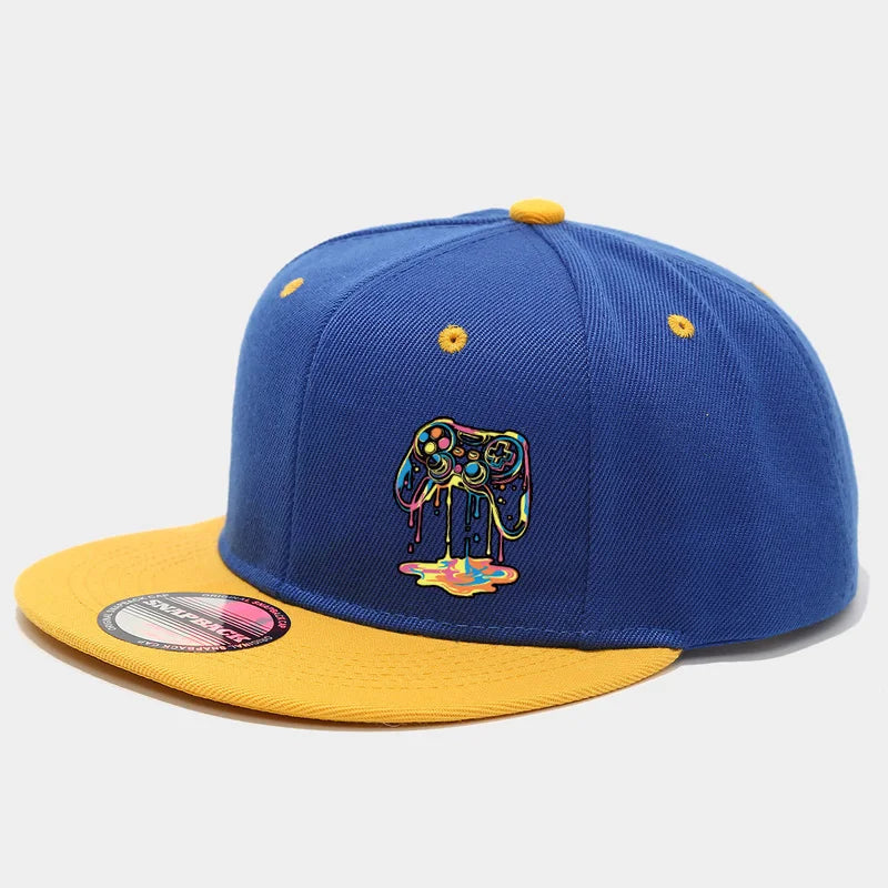 1PC two-color block hip-hop cap for men and women, American casual and versatile flat-brimmed baseball cap