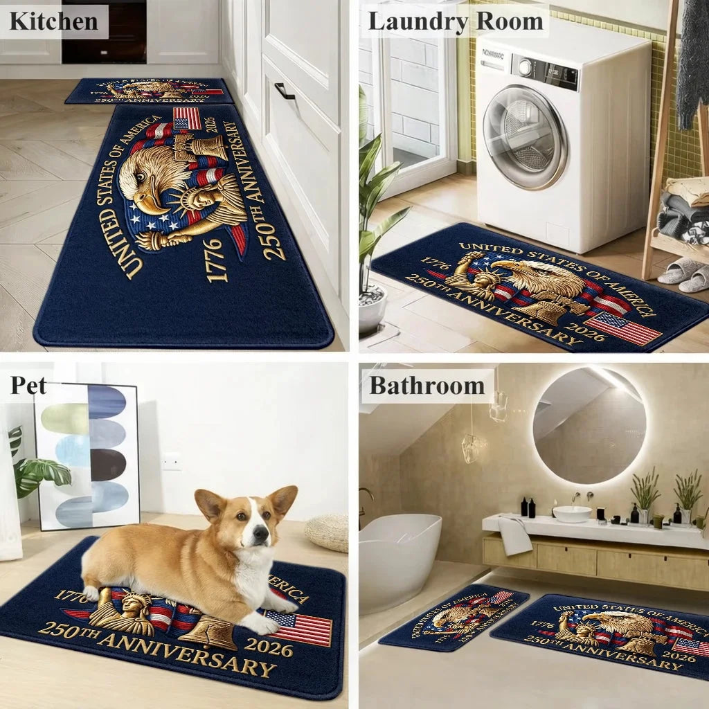 US Independence 250th Anniversary Doormat Multi Pack Set Patriotic Flannel Rug Non Slip Rubber Backing Washable Welcome Mat