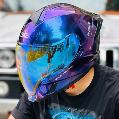 Qike FP02 Motorcycle Helmet Flip Up Helmet Qike FP02 Visor QIKE Prats Dual Visor Casque Moto Street Bike Long Visor Casco Moto