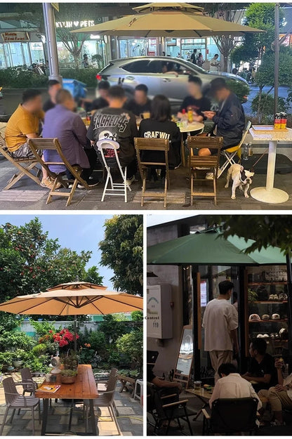 Courtyard Large Square Outdoor Sunshade Umbrella with Solar Lights Metal Frame Beach Balcony Stall Beach Umbrella