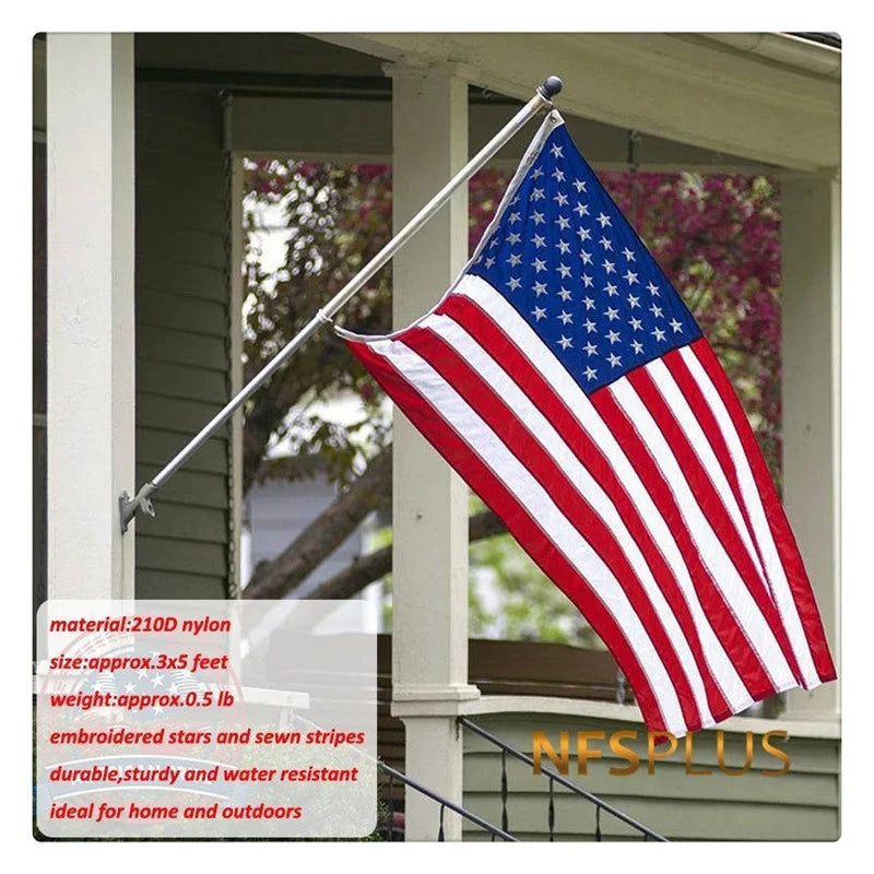 Embroidered USA Flag Outdoor Waterproof Nylon Sewn Stripes Brass Grommets Oversized American Flags And Banners United States