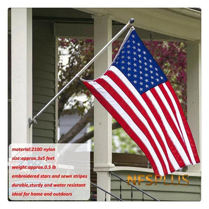 Embroidered USA Flag Outdoor Waterproof Nylon Sewn Stripes Brass Grommets Oversized American Flags And Banners United States