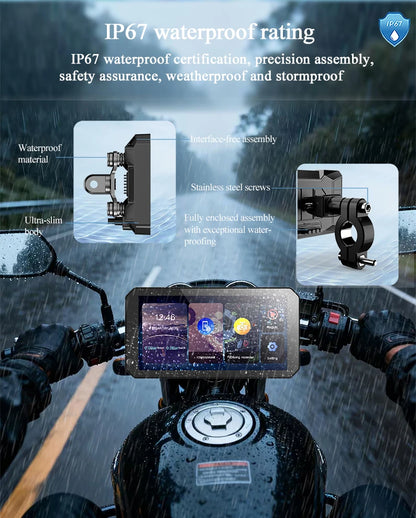 Gallop Sprite 6 inch Motorcycle GPS Navigation Wireless CarPlay Android Auto DVR Drive Recorder Portable Moto Monitor IPX7