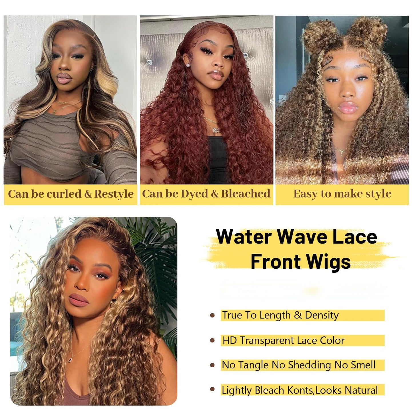 13x6 Deep Wave Lace Front Wigs Human Hair 180 Density Pre Plucked with Baby Hair Water Wave Wigs for Women Glueless 427 curly wi